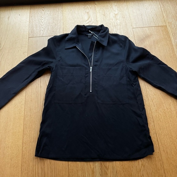 NWT  COS NAVY ZIP FRONT BLOUSE - 2 - Picture 9 of 11